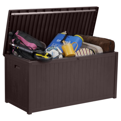 EHHLY Commercial Grade Deck Box, 113 Gallon Outdoor Storage Box Large, Lockable Package Bin Delivery Box for Outside Front Porch, Patio Cushions Stora