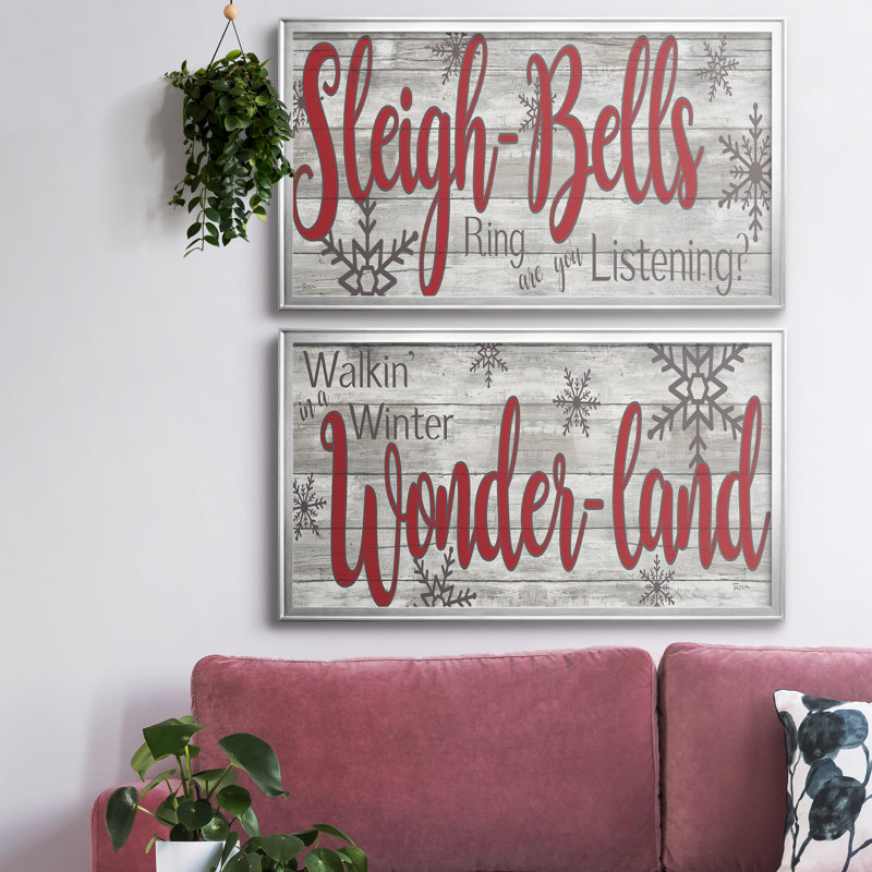 " Sleigh Bells " 2 - Pieces, Black Framed Canvas, 26.5" H x 14.5" W x 1" D
