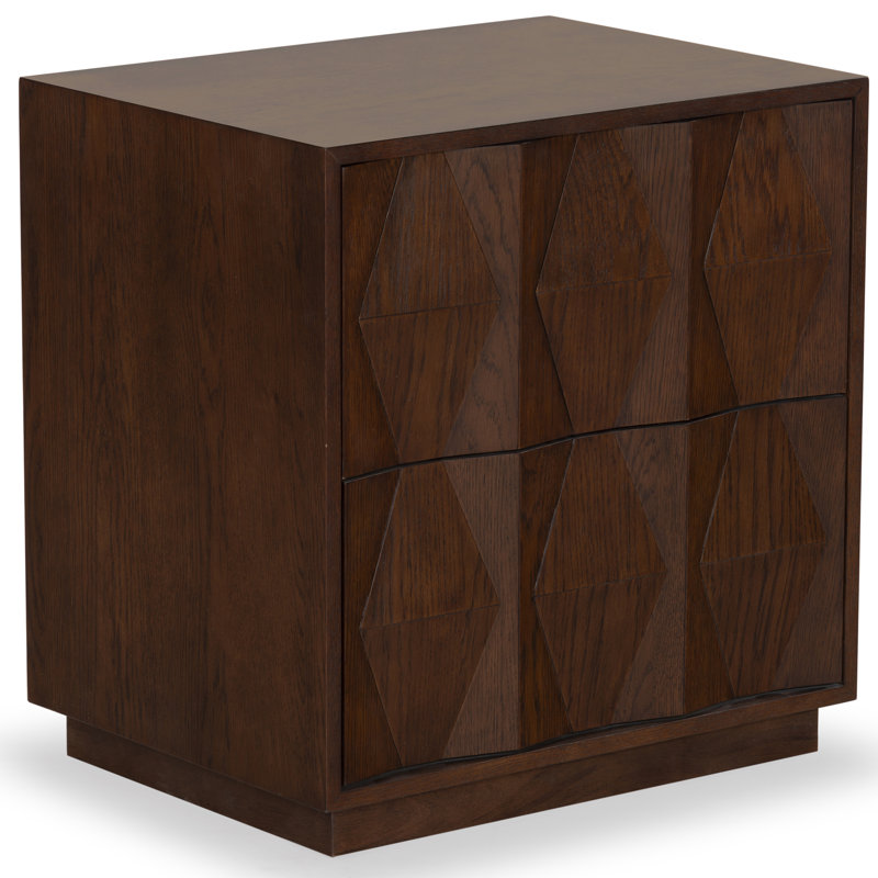 Riabelle Wood 2 Drawer Nightstand, Walnut