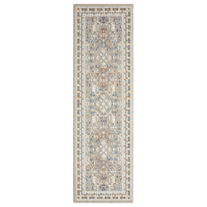 Vista Traditional Floral Filigree Indoor Machine Washable Area Rug, Runner 2'2" x 7'