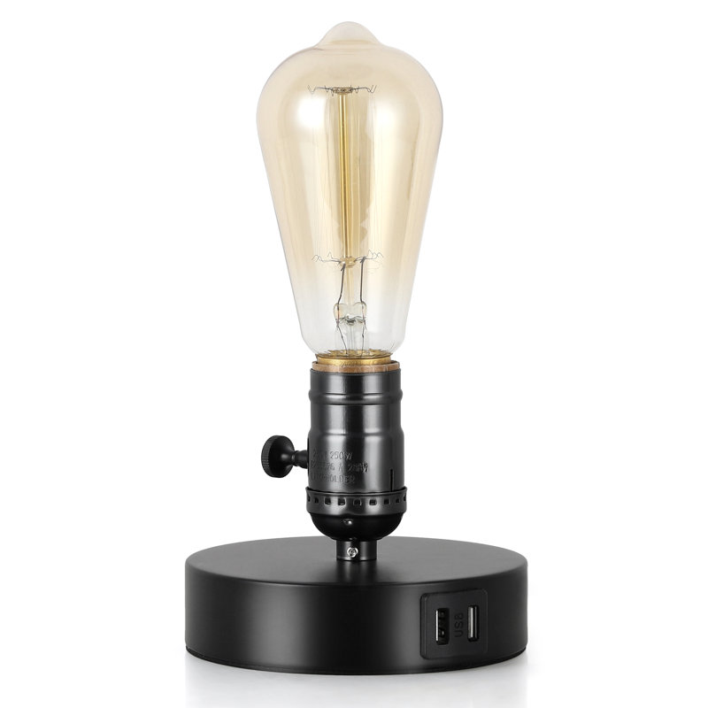 Aniesha Metal USB Desk Lamp, Black