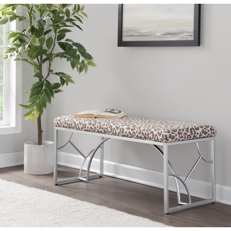 Banc rembourré Zeveren, Argent / léopard beige