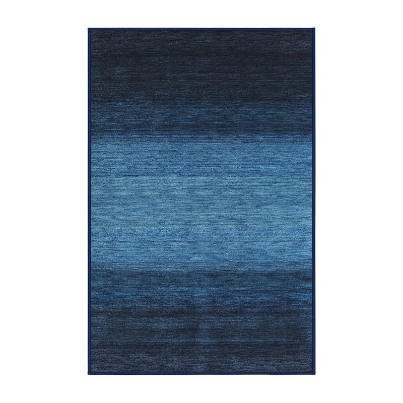 Tapis noir/bleu zone contemporaine Cahuilla, Rectangle 4 pi x 6 pi