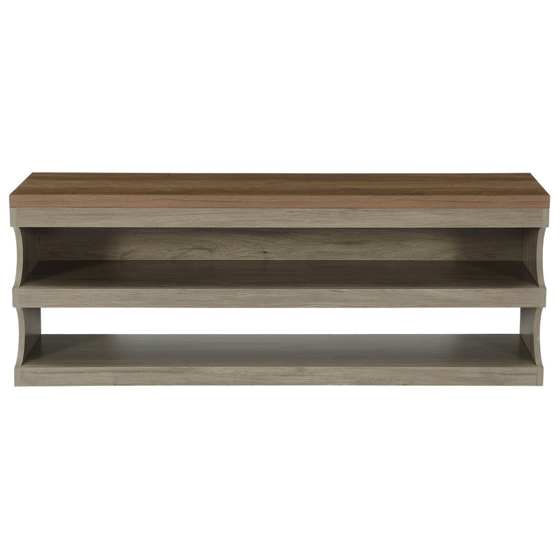 Upholstered Bench with Shelves