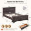 Farmhouse Queen Bed With 64" Tall Storage Headboard With 4 Drawers And Storage Bench，rustic Wood Platform Bed Frame-527895436-534278736