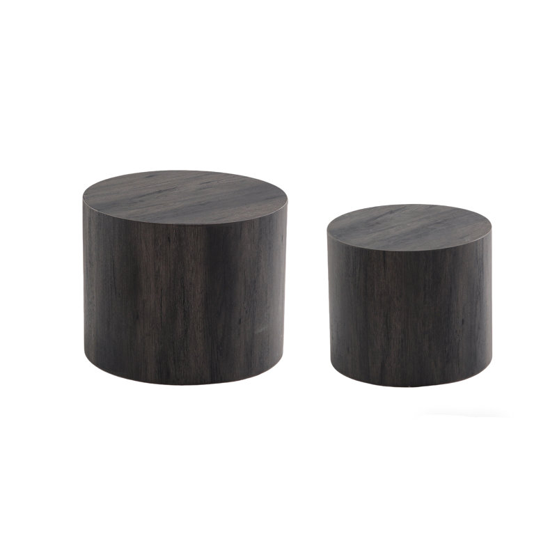 Ensemble de 2 tables d'appoint rondes en bois, Gray