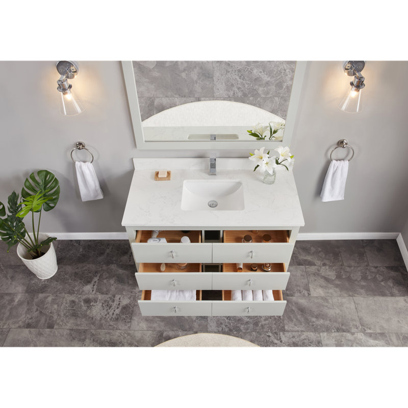 48" Solid Wood Sink Vanity  With 1' Artificial Stone Top, Silver