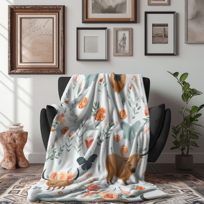 Vache rétro - 1 pièce Sherpa Premium, Grand lit