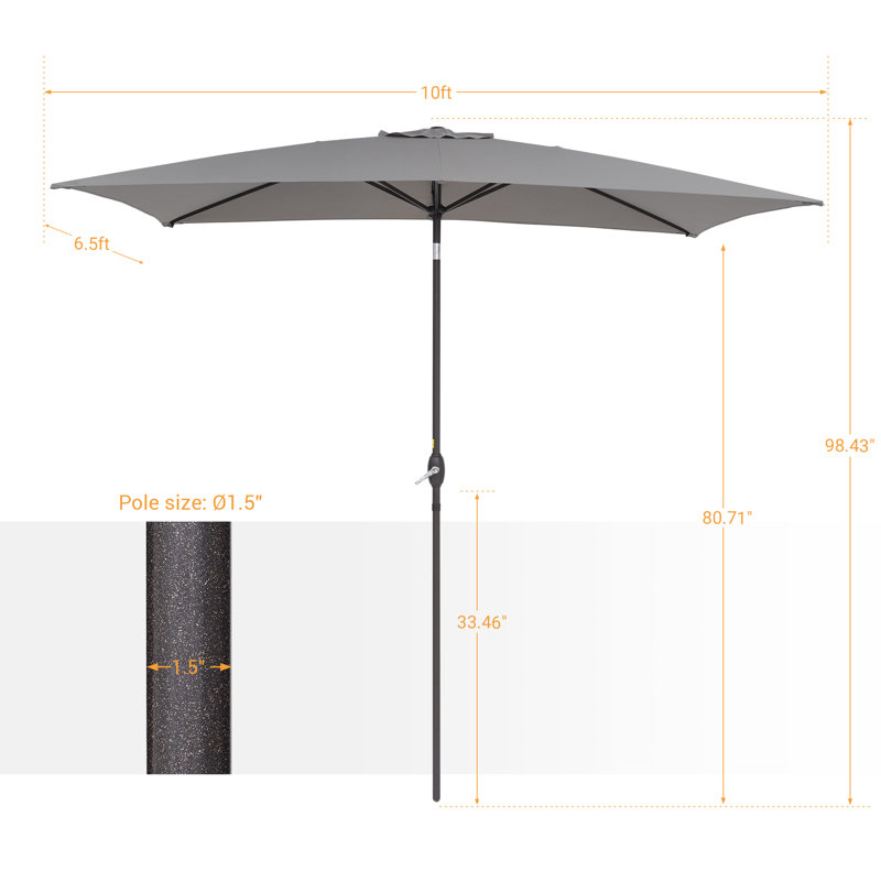 Parasol de marché rectangulaire 120 po x 78 po Doralia, gris