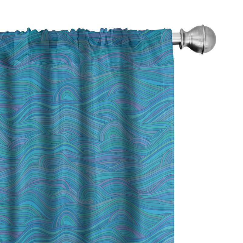 Sea Semi-Sheer Rod Pocket Curtain Panels, 28" x 63"