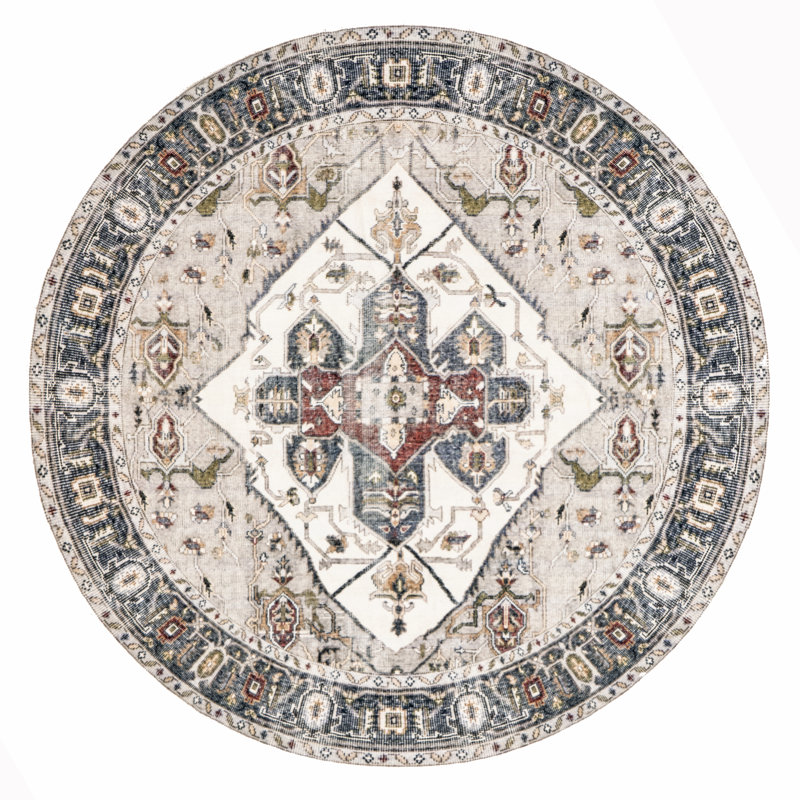 Tapis médaillon traditionnel lavable à la machine Mali SpinClean, Rond 6 pi