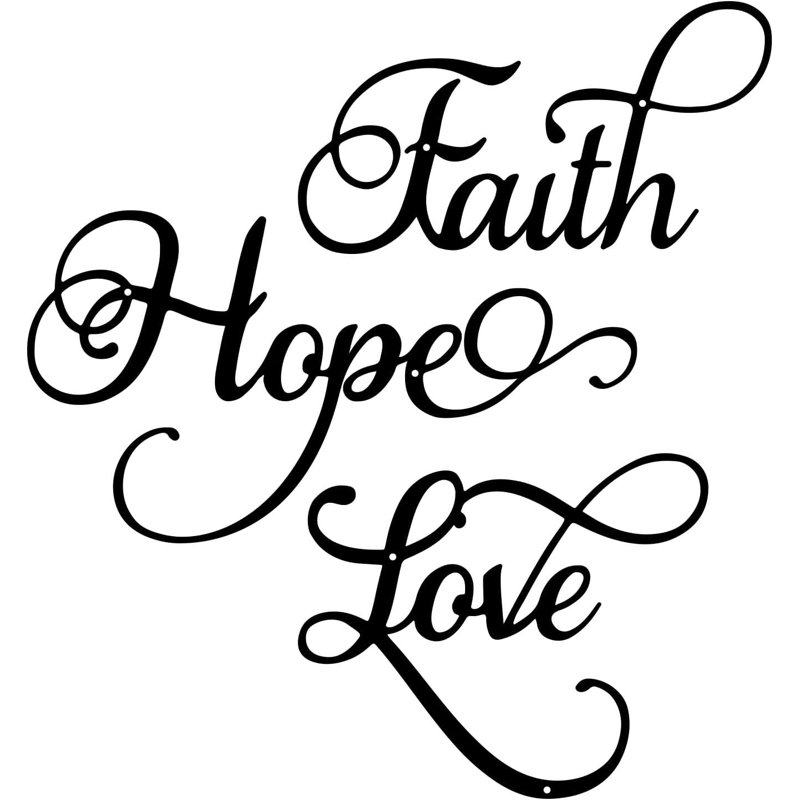 Faith Hope Love 3 Pieces Metal Wall Decor Inspirational Black Letter Sign Wall Art