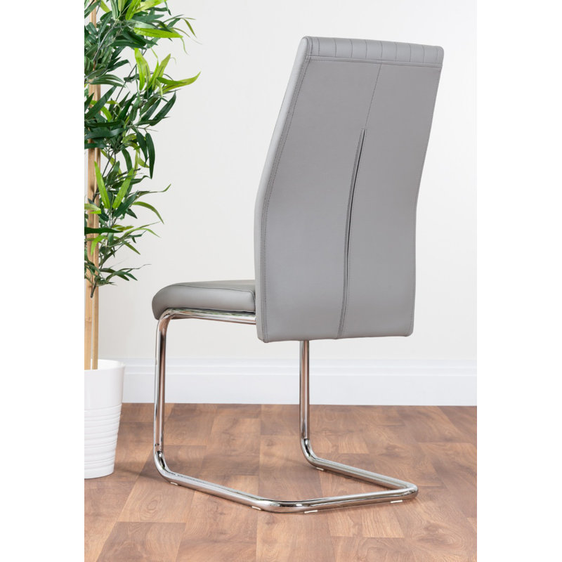 Tierra Modern Chrome Metal & Glass Round Dining Table Set with 6 Upholstered Faux Leather Chairs