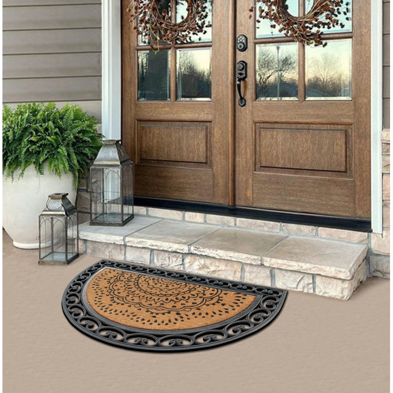 Grand tapis de porte en fibre de coco et en caoutchouc antidérapant Fiora 48 po x 30 po, paillassons épais et durables pour entrée de porte