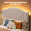 Structure de lit simple tapissier en mélange de lin beige avec lumière DEL et tête de lit réglable en hauteur, sans sommier tapissier-1220794988-1220794978
