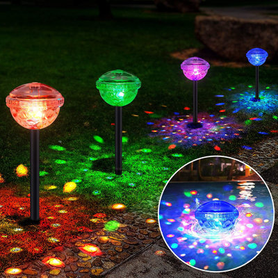 Éclairage de sentier solaire extérieur, lumière de jardin 3-en-1 solaire améliorée, lumières solaires extérieures multicolores imperméables pour l'extérieur de la décoration de sentier de la Saint-Valentin
