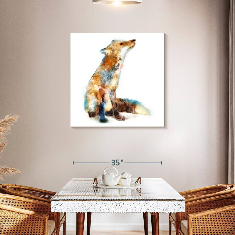 Crowle Watercolor Fox, 36" H x 36" W