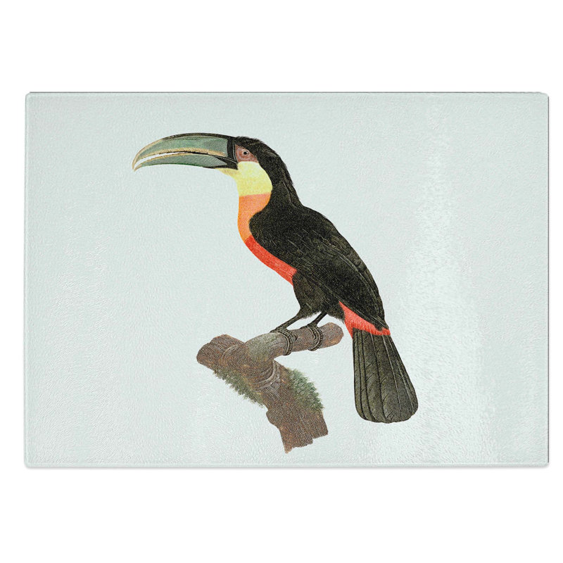 Tempered Glass Billed Toucan by Jacques Barraband Chopping Board, 39 cm W x 28.5 cm L