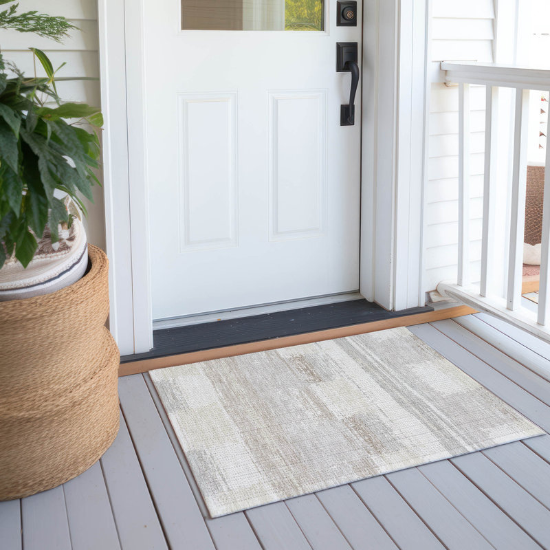 Machine Washable Indoor/Outdoor Chantille ACN2772 Squares Rug, Ivory, 2'6" x 3'10"