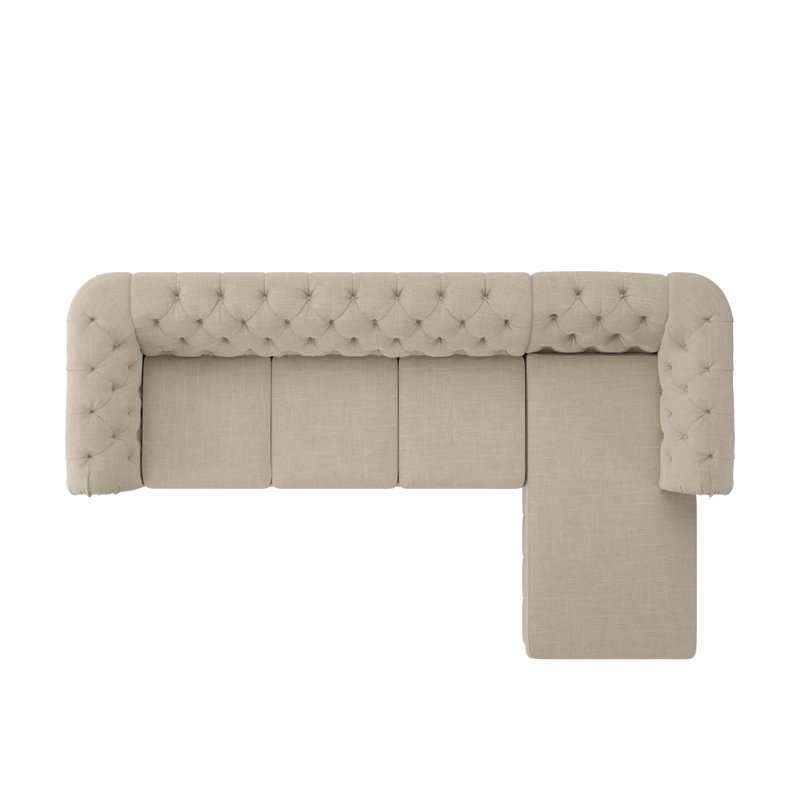 Huskins Upholstered L-Shaped Sectional Right Hand Facing, Beige Linen