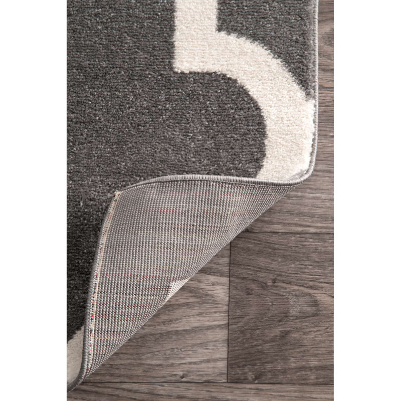 Tapis gris à motif géométrique Sherrer, Rectangle 3 pi x 5 pi