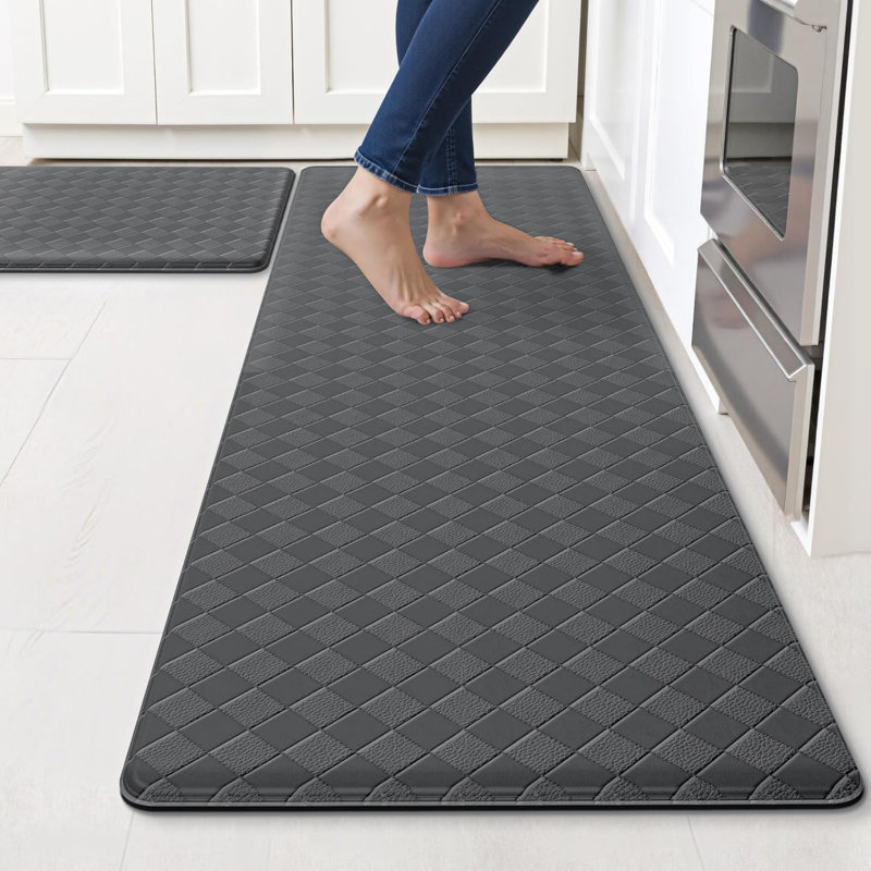 Tapis de cuisine antidérapant et antidérapant 2 pièces, Gris