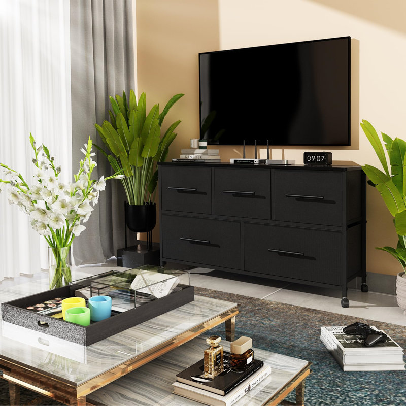 Metal 100cm W 4 - Drawer Chest of Drawers, Black/Brown
