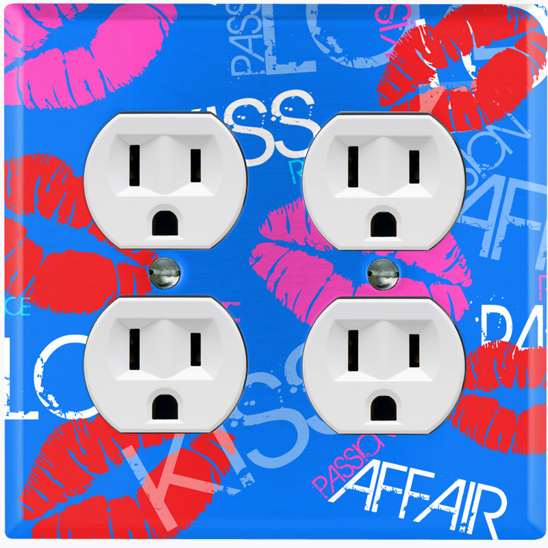 Plaque murale 2 prises doubles, Bleu