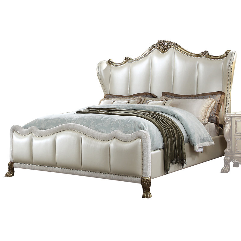 Lit tapissier capitonné standard, Blanc, Grand