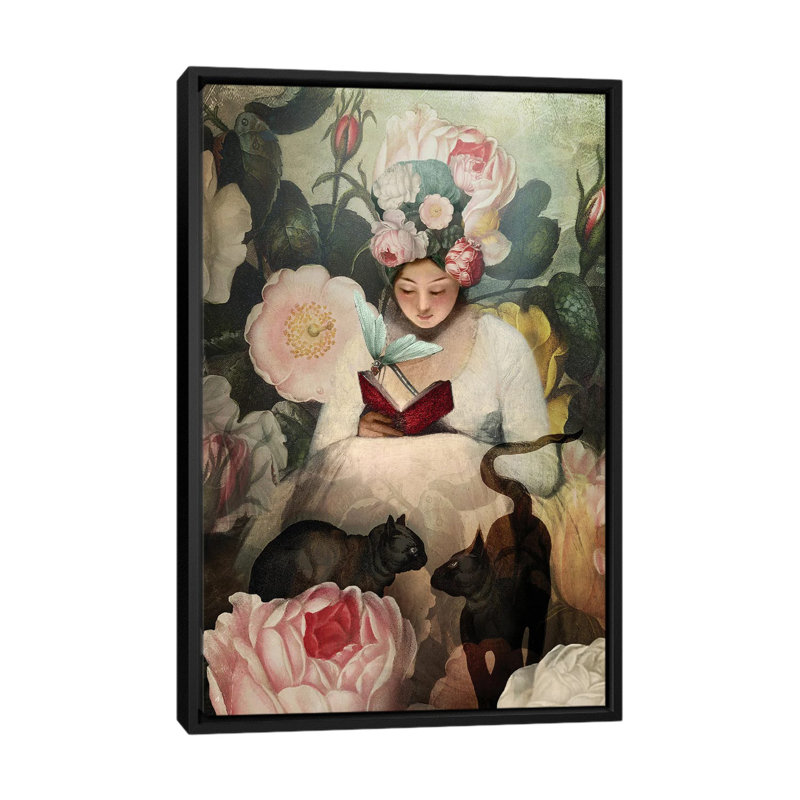 La lecture sur toile par Catrin Welz-Stein, reproduction, Cadre noir, H 40 po x l 26 po x P 1,5 po
