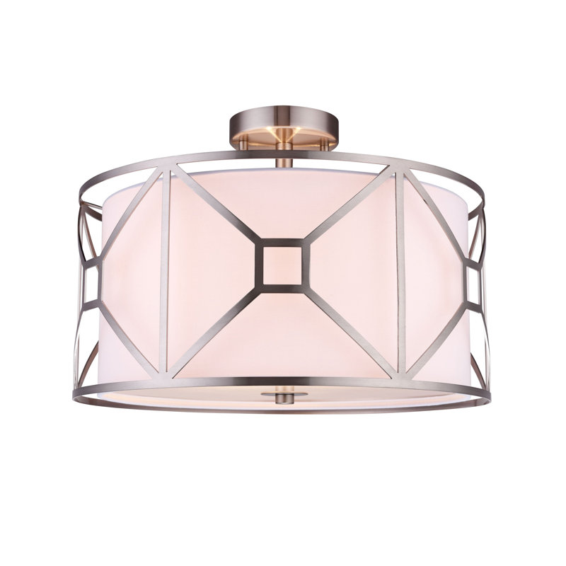 Hultgren LED Semi Flush Mount, 8.5" H x 17" W x 17" D, Satin Nickel