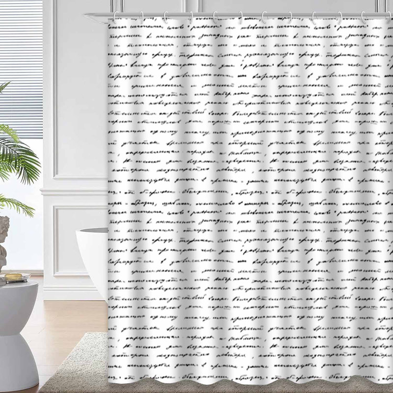 Rideau de douche imperméable noir et blanc avec 12 crochets, L 72 po x l 78 po