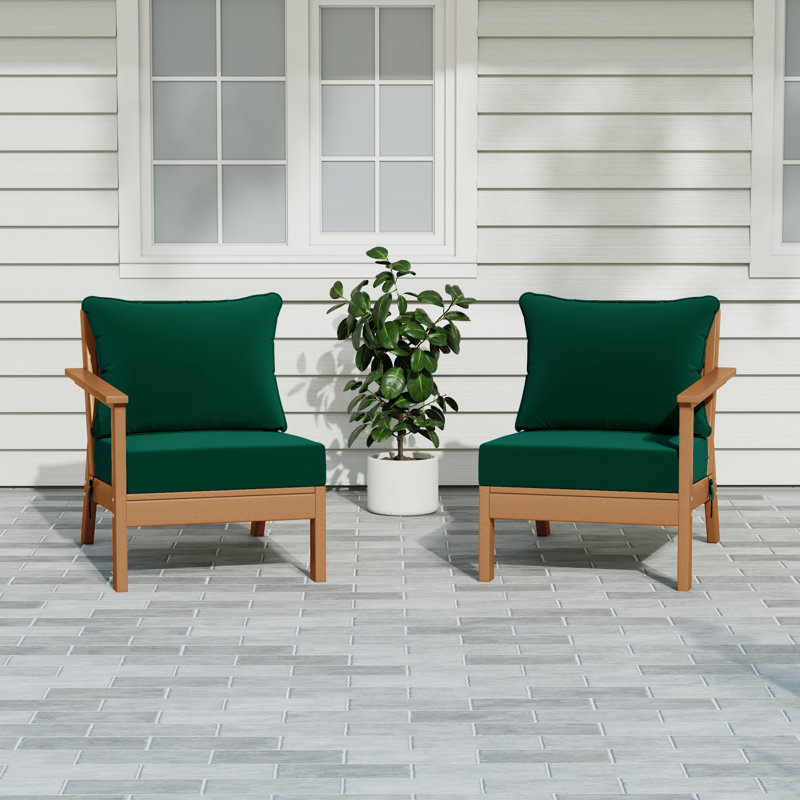 Ensemble de sièges profonds avec coussins, Green, Teak