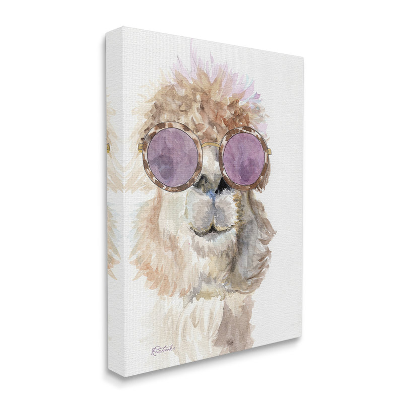 Art mural en toile à la mode «Alpaca Portrait» par Jennifer Redstreake, H 30 po x l 24 po