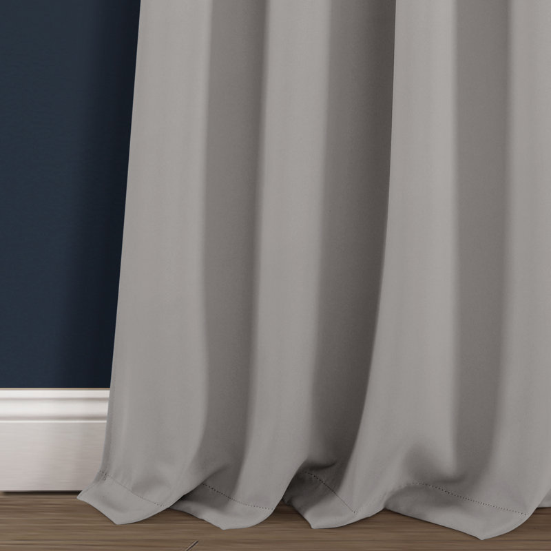 Lush Decor Insulated Knotted Tap Blackout Curtain Pair, 52" x 84", Light Gray