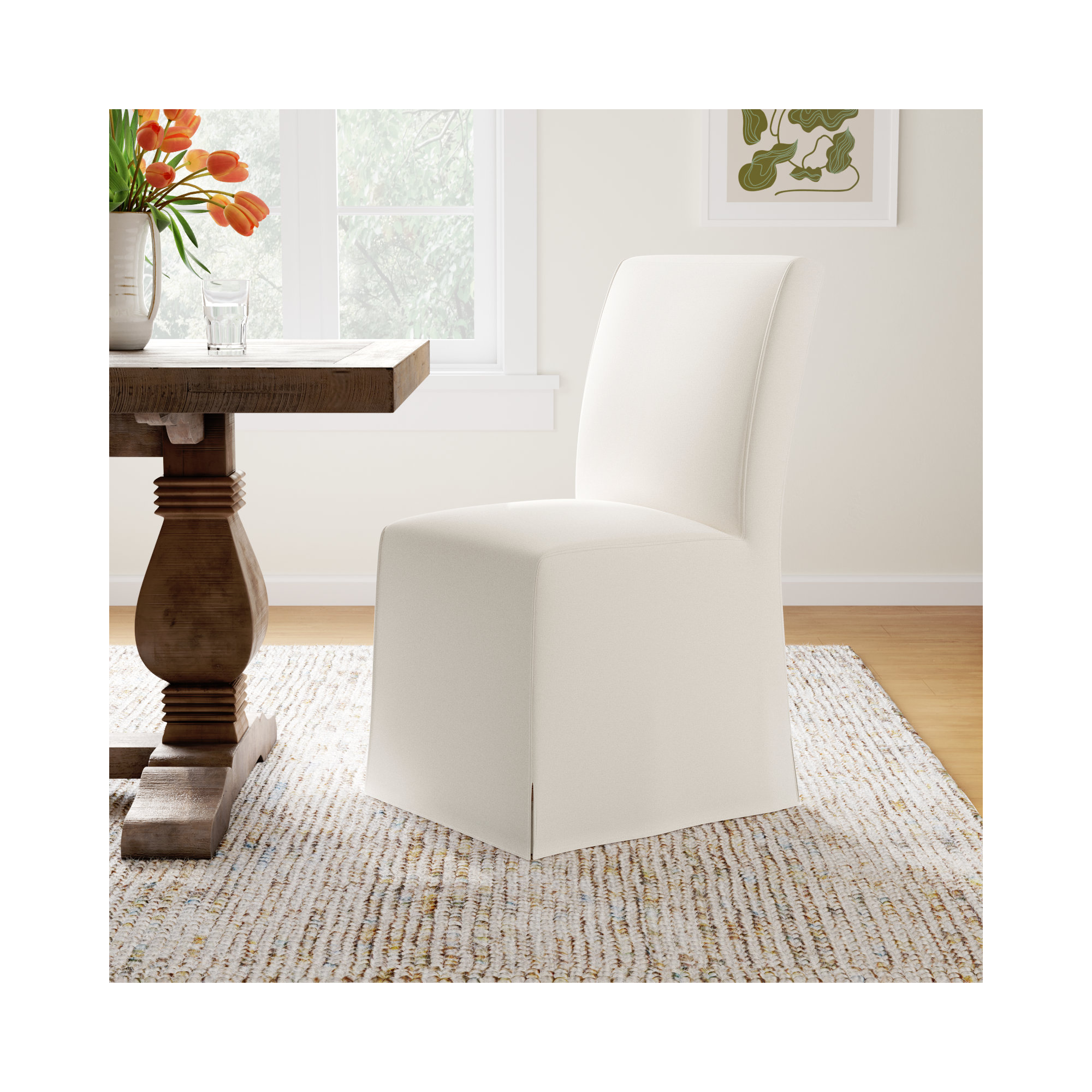 Sumatra Upholstered Parsons Chair, Zuma White