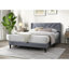 Élégant lit moderne tapissier en velours gris avec lignes épurées et tête de lit 1pc