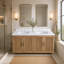Meuble-lavabo autoportant de 152 cm (60 po) entièrement assemblé, avec lavabo simple, structure en bois massif et comptoir blanc en bois d'ingénierie.