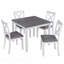 Ensemble de salle à manger moderne 5 pièces: table en bois et 4 chaises, pour 4 personnes, gris et blanc deux tons