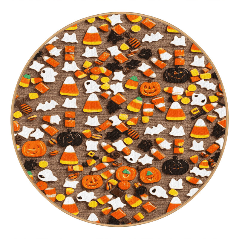  Tapis lavable bonbons d'Halloween, Rond 6 pi