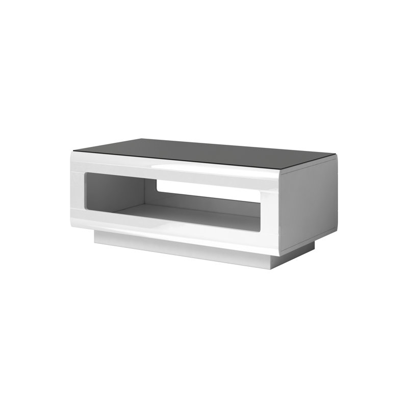Torzsok Floor Shelf Coffee Table with Storage, White Glossy