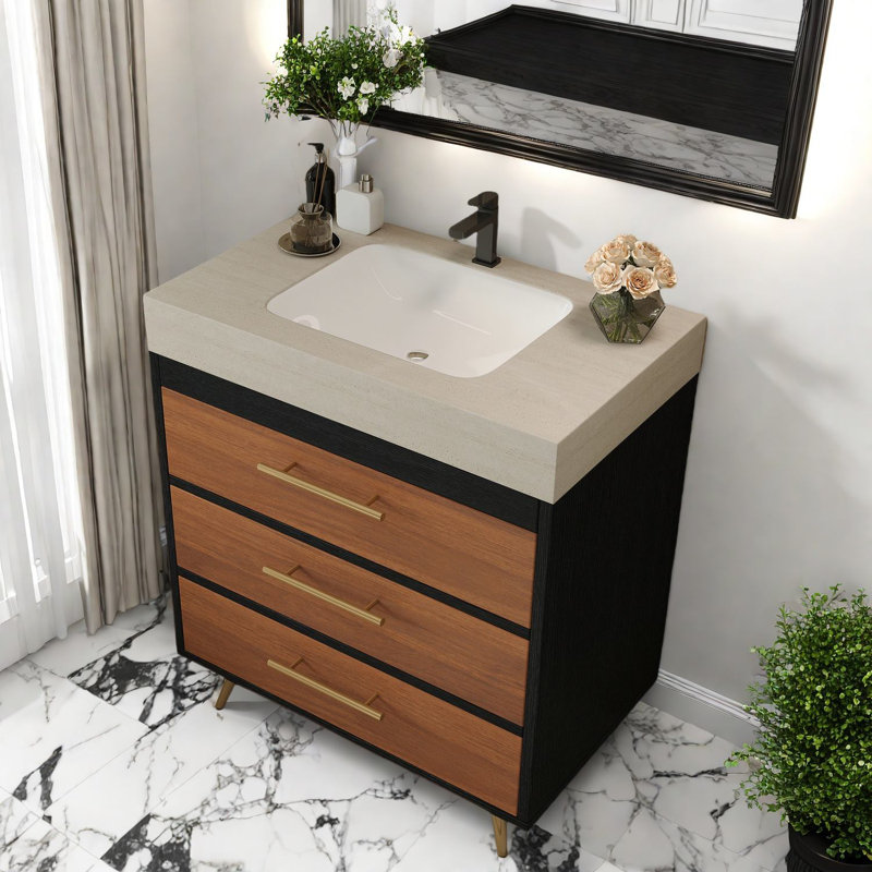 Meuble-lavabo moderne avec lavabo, matériaux durables et design élégant
