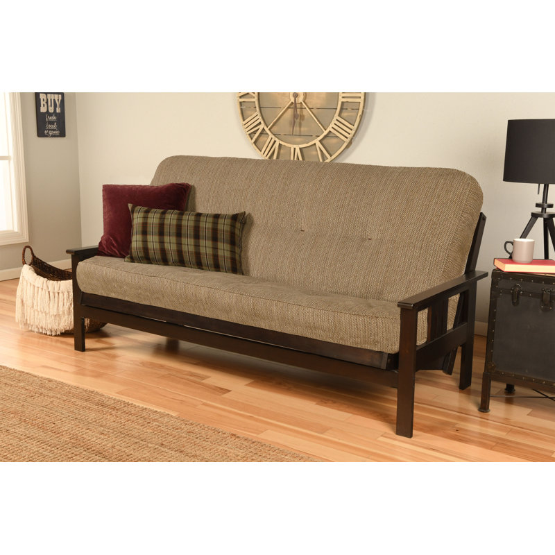 Johnte Full-Size Futon Frame and Full-Size Innerspring Mattress, À ressorts, Taxi fumée de bois, Espresso