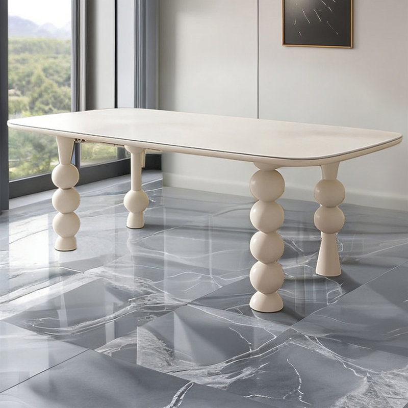 Table de salle à manger moderne blanc rectangulaire en pierre frittée, H 29,53 po x L 62,99 po x l 31,50 po