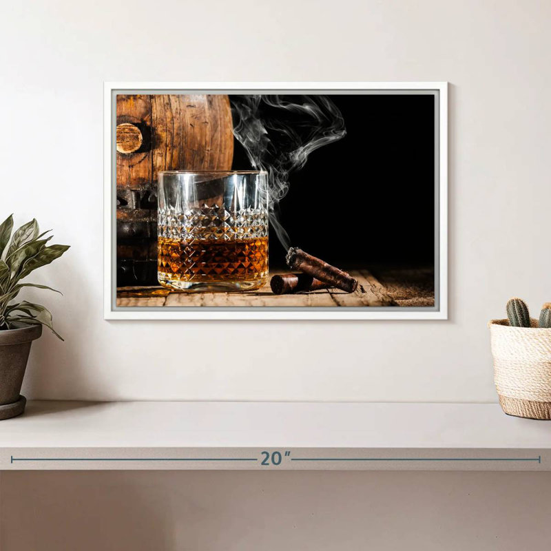 Bourbon tonneau et cigare, Cadre flottant blanc, 13 po x 9 po