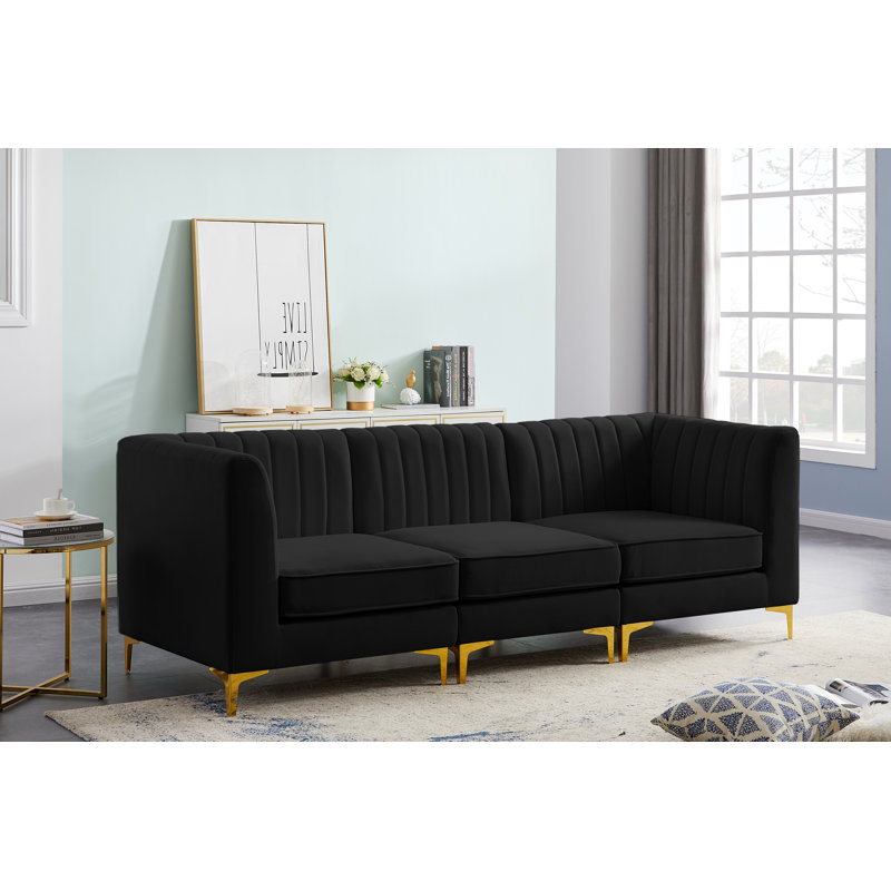 Canapé modulaire Enson, Velours noir