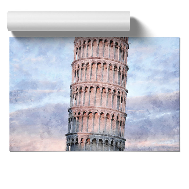 Leaning Tower of Pisa Painting - Frameless Print, 21cm H x 30cm W x 0.1cm D