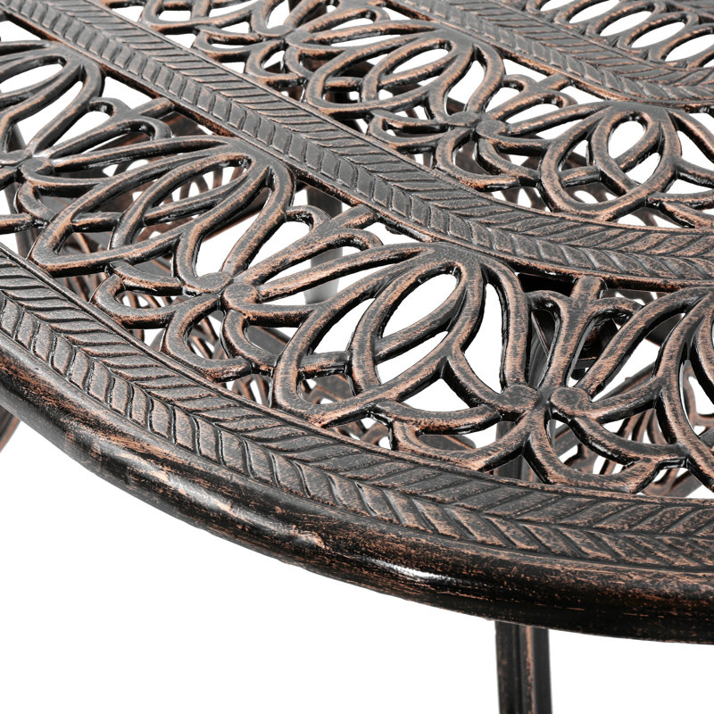 Table de salle à manger en fonte d'aluminium Tucson, cuivre brillant