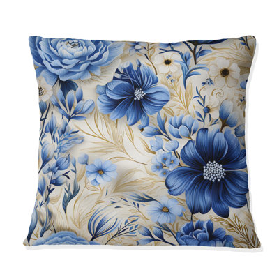 Coussin Enchanted - pivoines bleues et blanches III