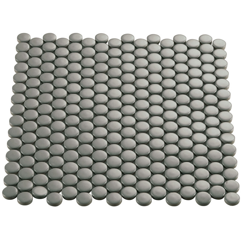 Electro-Funk Matte 1'' W x 1'' L Porcelain Tile Pennyround Mosaic Sheet, Fog